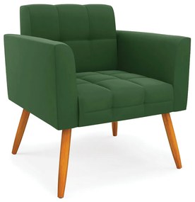 Poltrona Elisa Suede Verde Pés Palito Castanho D03 - D'Rossi