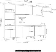Armário de Cozinha CP06 Com Pia 120cm Pérola Z34 Preto      - Mpozenat