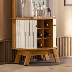 Balcão Buffet Mônica 183cm e Cristaleira Melina M01 Naturale/Off White