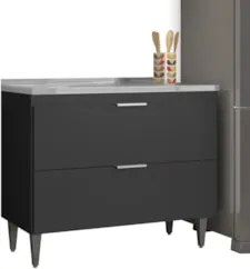 Armário de Cozinha CP03 Com Pia 100cm Pérola Z34 Preto      - Mpozenat