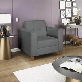 Poltrona Decorativa Denver Suede Cinza - ADJ Decor