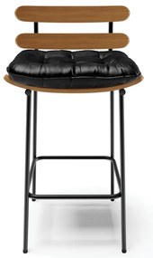 Banqueta Costela Corano Base Metálica Preto J01 - D'Rossi - Preto