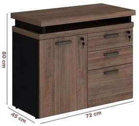 Armário Baixo Balcão para Escritório 1 porta 3 gavetas
