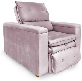 Poltrona Reclinável Retrátil Onix Veludo Liso Rosa - Sheep Estofados - Rosa