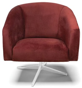 Poltrona Decorativa Giratória Cromada Stella Veludo Text Marsala D03 - D'Rossi