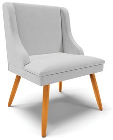 Cadeira Decorativa Sala de Jantar Pés Palito de Madeira Firenze Linho Cinza/Natural G19 - Gran Belo
