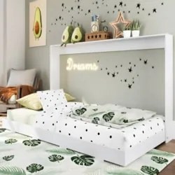 Cama Solteiro Infantil Articulação Horizontal Hina Branco A05 - Mpozen