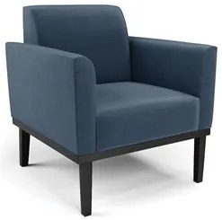 Poltrona Decorativa Base Madeira Preto Maressa Suede Azul Marinho - Ib
