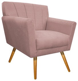Poltrona Laura Pés Palito Mel Suede Rosê - ADJ Decor