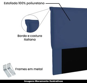 Cabeceira Decorativa Casal 1,40M Trento Suede Azul Marinho G63 - Gran Belo