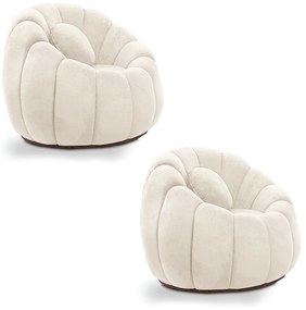 Poltrona Decorativa Orgânica para Sala Kit 2 Cloud Bouclê E03 - D'Rossi - Bege