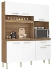 Armário de Cozinha Compacta 160cm Saul D02 Amêndola/Branco - Mpozenato