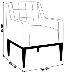 Kit 2 Poltronas Decorativas Sala de Estar Base Madeira Madonna PU Preto G52 - Gran Belo