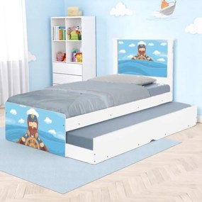 Cama Solteiro Infantil com Cama Auxiliar 195x96cm Personagens K02 - D'Rossi - MARINHEIRO