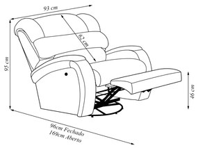 Poltrona do Papai Sala de Cinema Reclinável Kylie Glider Manual Giratória PU Cinza G23