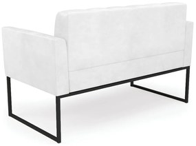 Kit 1 Sofá Namoradeira e 2 Poltronas Elisa Corano Base Metálica Industrial Preto - D'Rossi - Branco