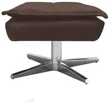Puff Decorativo Sala de Estar Base Giratória Cromada Opla Suede Marrom
