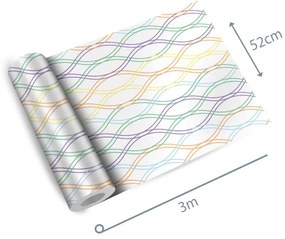 Adesivo geométrico linhas verde roxo laranja e azul