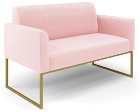 Sofá Namoradeira Base Industrial Dourado Marisa Suede D03 - D'Rossi - Rosa Bebê