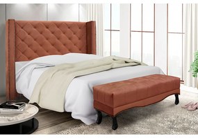 Cabeceira Cama Box King 195cm e Recamier Vicenza Veludo S04 - D'Rossi - Cobre