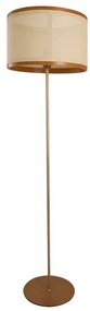 Luminaria De Piso Slim Madeira Cupula Palha Castanho