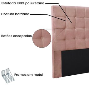 Cabeceira Cama Box Queen 160 cm Verona Veludo S04 - D'Rossi - Rosa