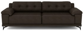 Sofá Living 3 lugares 232cm Agostino Pés Design em Ferro Couro Marrom G52 - Gran Belo