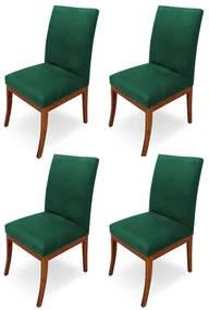Conjunto 4 Cadeiras Raquel para Sala de Jantar Base de Eucalipto Suede Verde Bandeira