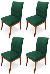 Conjunto 4 Cadeiras Raquel para Sala de Jantar Base de Eucalipto Suede Verde Bandeira