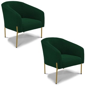 Cadeira Sala de Jantar Pé Ferro Dourado kit 2 Stella Bouclê D03 - D'Rossi - Verde