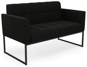 Sofá Namoradeira Elisa Suede Base Metálica Industrial Preto - D'Rossi - Preto