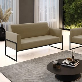 Sofá Namoradeira Base Industrial Alta Preto Marisa Suede D03 - D'Rossi - Marrom Rato