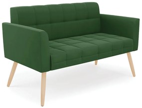 Sofá Namoradeira Elisa Suede Verde Pés Palito Natural - D'Rossi