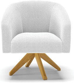 Poltrona Sala Decorativa Giratória Madeira Stella Bouclê D03 - D'Rossi - Off White