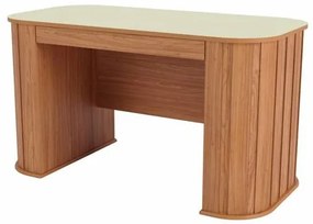 Escrivaninha Curve Ripada C721 cor Off White e Freijo com 1 Gaveta 135 cm - 69474 Sun House