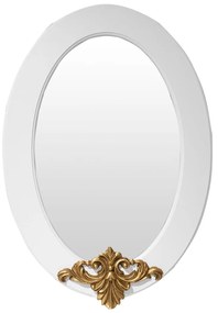 Espelho Lavanda Oval - Branco com Entalhe Dourado Envelhecido Provençal Kleiner