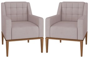 Kit 2 Poltronas Decorativas Sala de Estar Madonna Suede Rosê G52 - Gran Belo