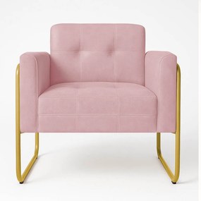 Poltrona Sala Industrial Alta Tubo Dourado Elisa Veludo D03 - D'Rossi - Rose