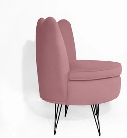 Poltrona Dália Pés Hairpin Legs Preto Veludo Rosê