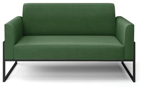 Sofá Namoradeira Base Industrial Alta Preto Marisa Suede D03 - DRossi - Verde
