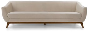 Sofá 3 Lugares Odeon D07 230cm Base Madeira Veludo Creme - D'Rossi