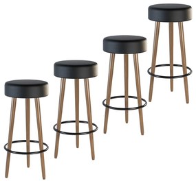 Kit 04 Banquetas Industrial Dani Corano Preto - D'Rossi