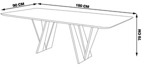 Mesa Sala de Jantar 6 Lugares 180cm Tampo com Vidro Shuri Preto/Ébano G13 - Gran Belo
