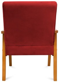 Kit 2 Poltronas Decorativas Alexa Braça de Madeira Suede Vermelho - Sheep Estofados