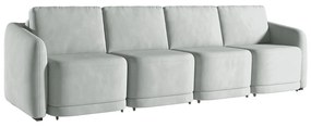 Sofá Cama Modulado Retrátil e Reclinável Decorativo Varsóvia 316cm Veludo Cinza G33 - Gran Belo