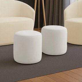 Puff Redondo Orgânico para Sala Kit 2 Malu Veludo M11 - D'Rossi - Cinza