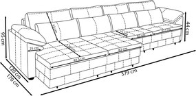 Sofá Retrátil Manual Sala de Estar Nolan Bipartido 379cm Conforto Premium em Couro Preto G58 - Gran Belo