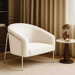 Poltrona Sala Industrial Alta Champanhe Stella Bouclê D03 - D'Rossi - Off White