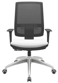 Cadeira Office Brizza Tela Preta Assento Aero Branco RelaxPlax Base Aluminio 120cm - 63820 Sun House