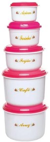 Kit Potes Redondos Rosa 5 Peças